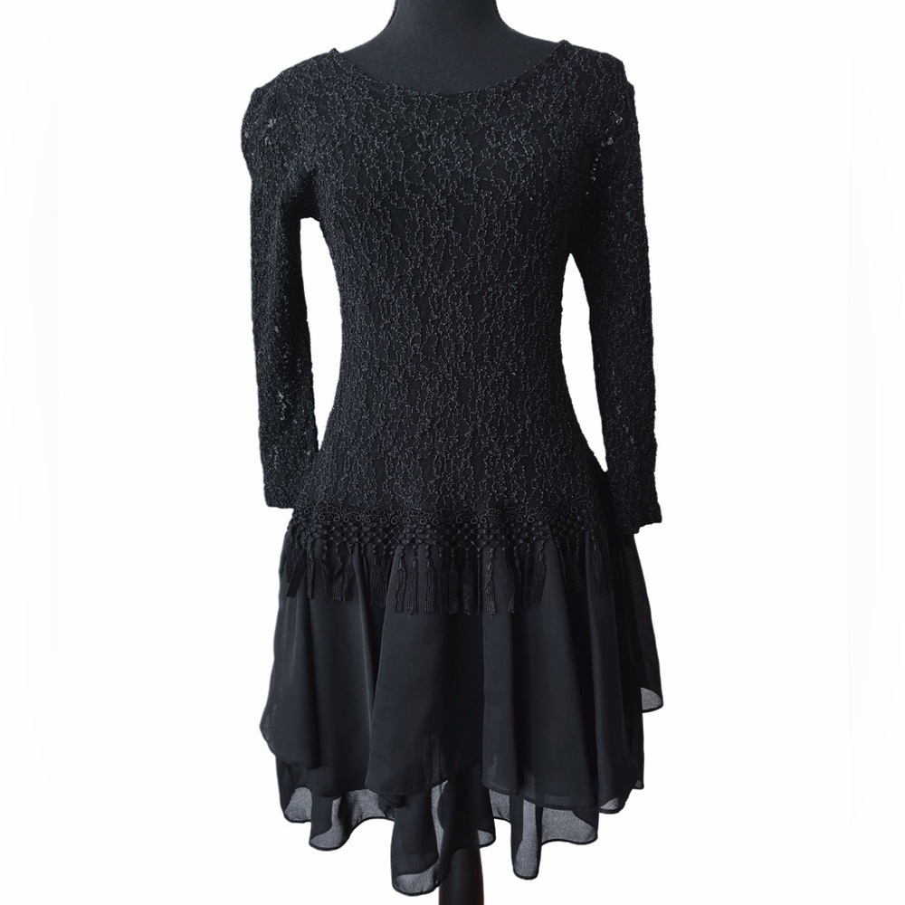 Elegant Black Lace Vintage Dress - Picture 1 of 6
